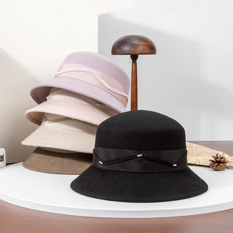 Felt Top Hat with Webbing and Pearl