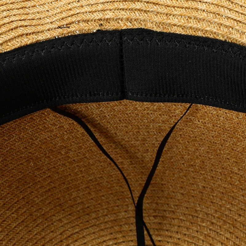 Straw Hat with Floral Lace Embroidery