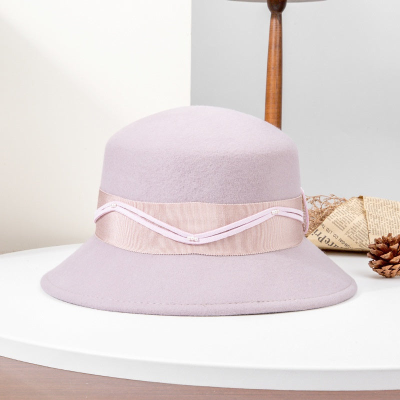 Felt Top Hat with Webbing and Pearl