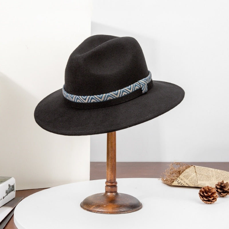 Felt Top Hat with Embroidered Webbing