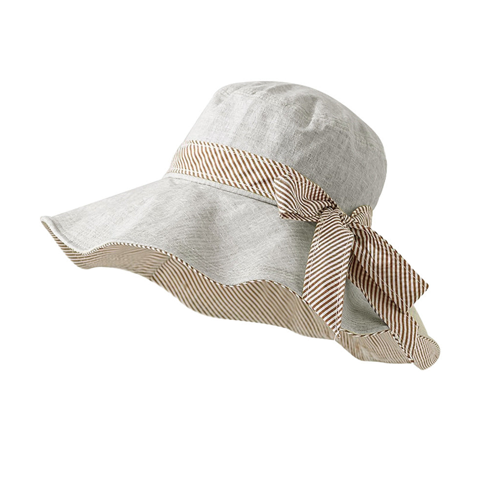 Striped Bow Sun Hat