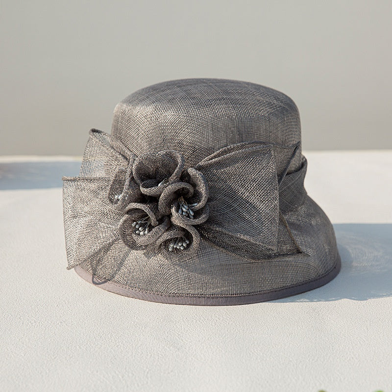 Sun Hat with Flower and Bow Decorations