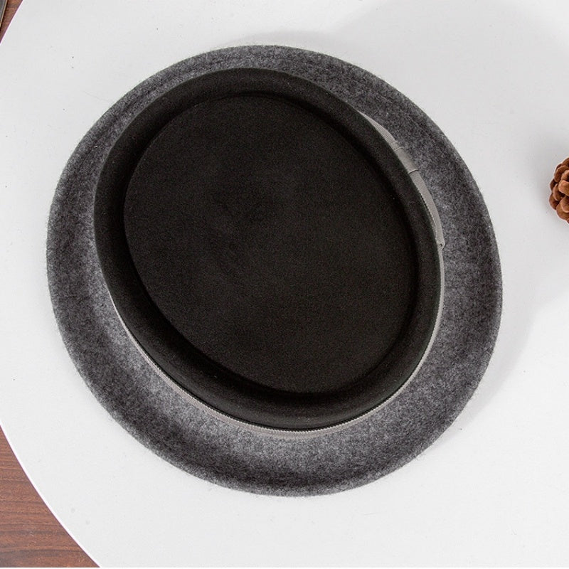 Felt Rolled-up Top Hat with Bow