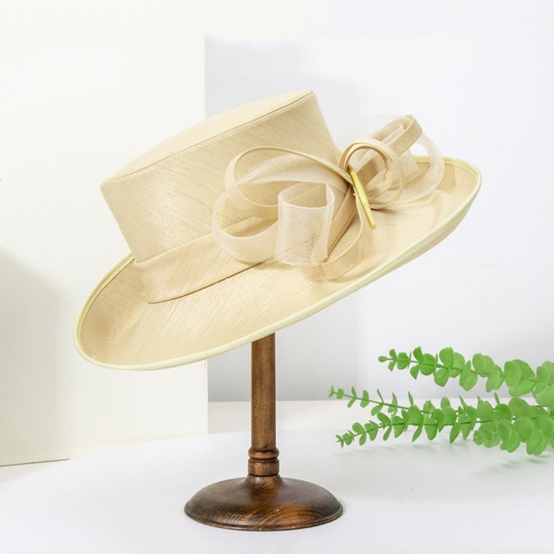 Top Hat Straw Hat with Feathers and Bows