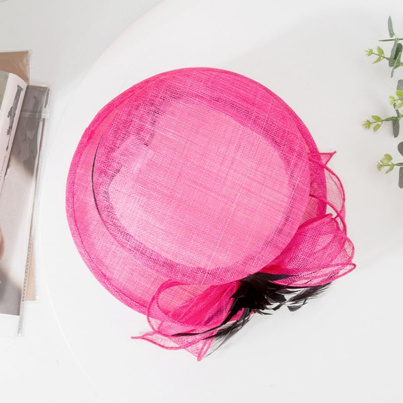 Top Hat with Feather Flower and Bow Decorations