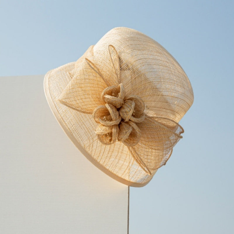 Sun Hat with Flower and Bow Decorations