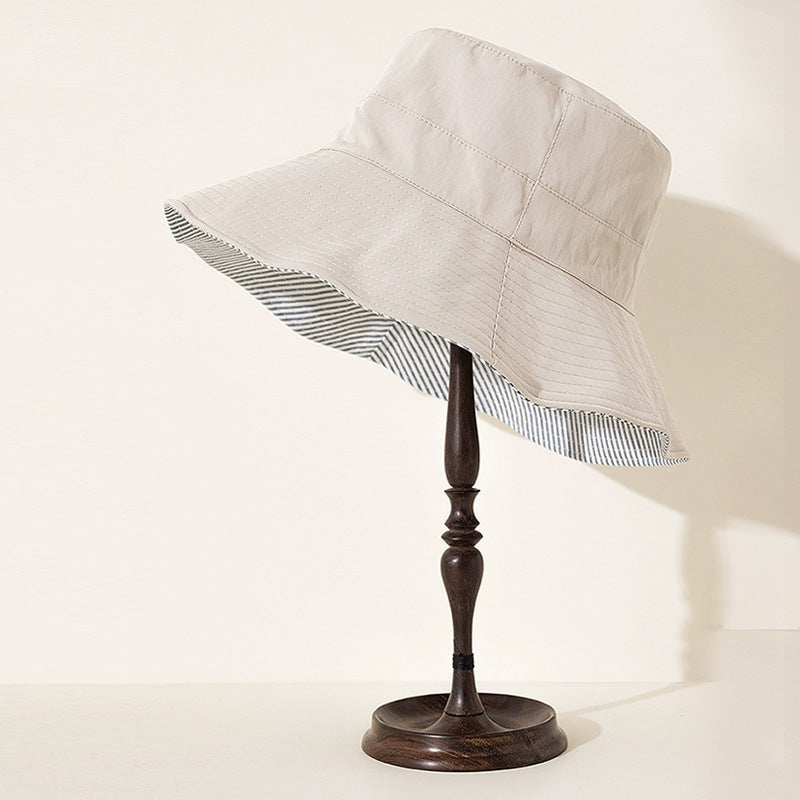 Double-Sided Striped Quick-Drying Sun Hat Bucket Hat