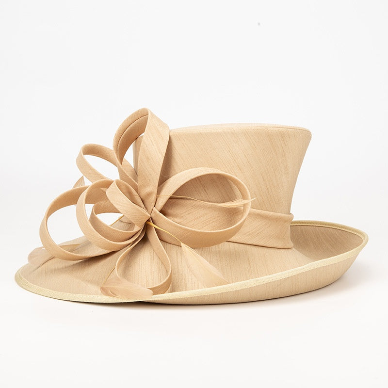 Top Hat Straw Hat with Floral Decoration