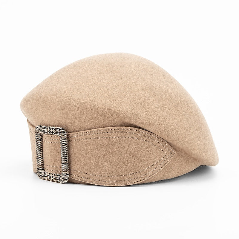 Stewardess Beret with Bow Checkered Mouth