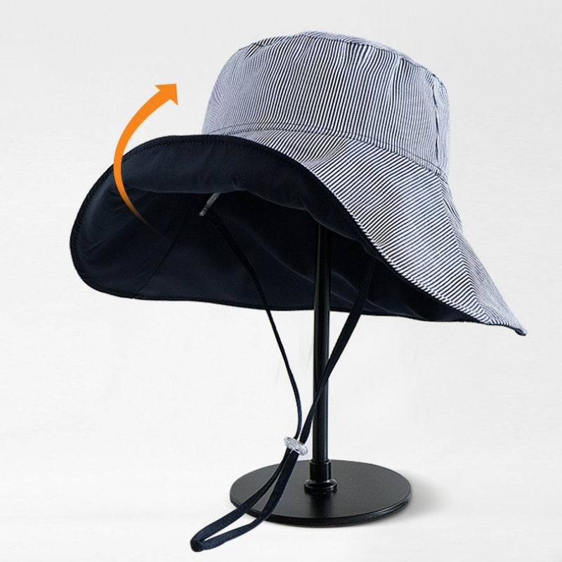 Double-Sided Striped Sun Hat Bucket Hat