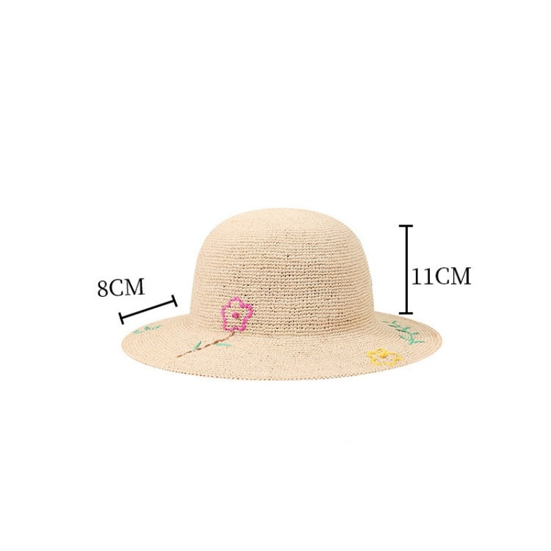 Sun Straw Hat with Colorful Embroidery
