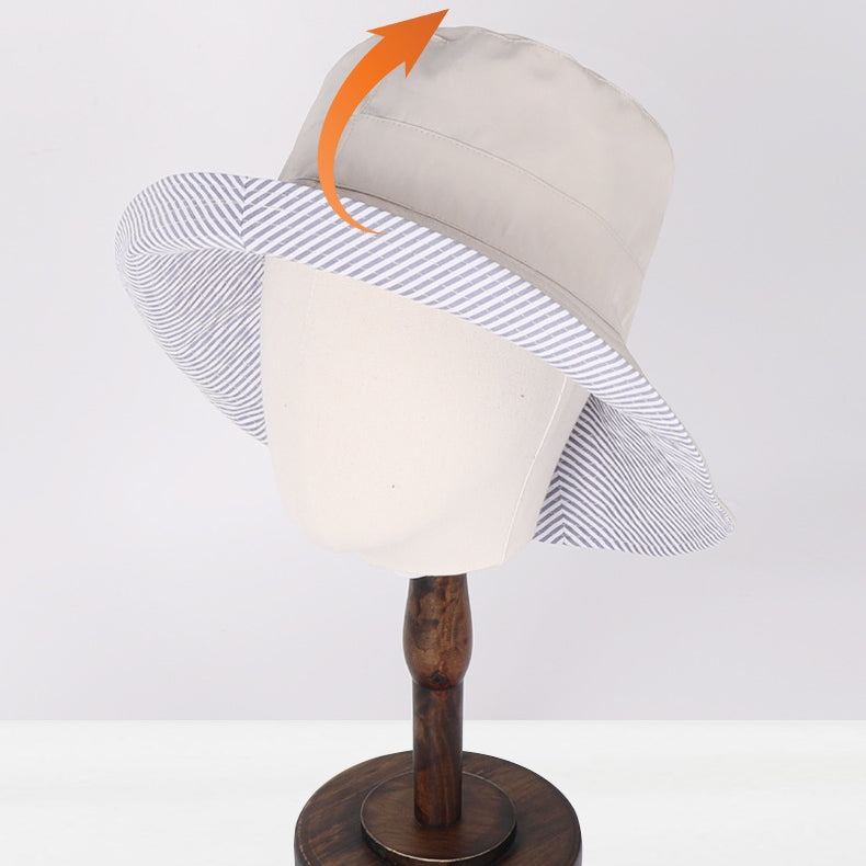 Double-Sided Striped Quick-Drying Sun Hat Bucket Hat