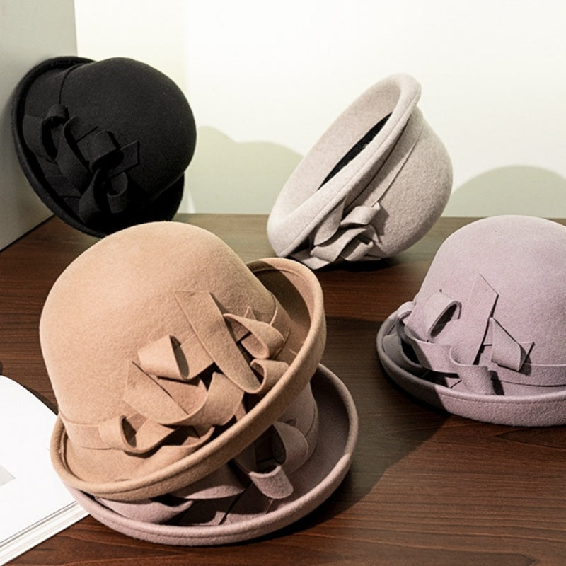 Felt Rolled Edge Top Hat with Felt Flower