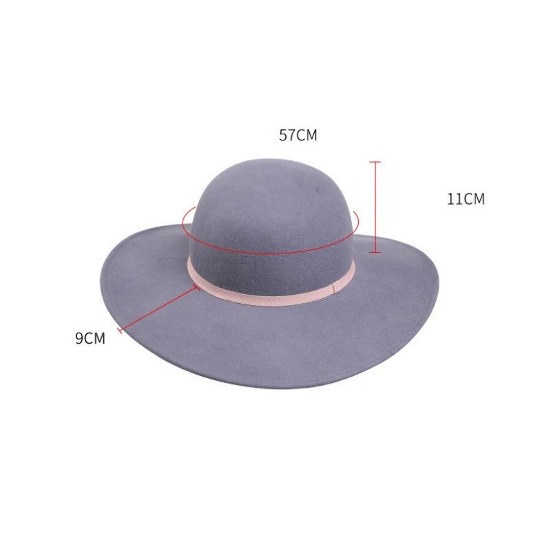 Light Grey Felt Wide Brim Top Hat with Webbing