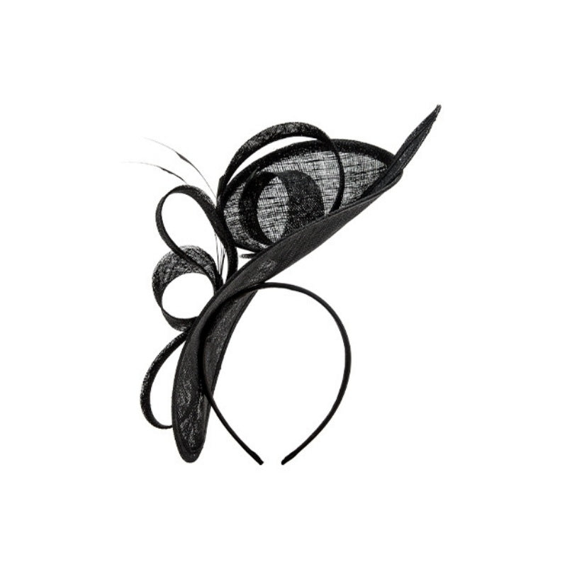 Black Alice Band with Flower and Feather Decorations