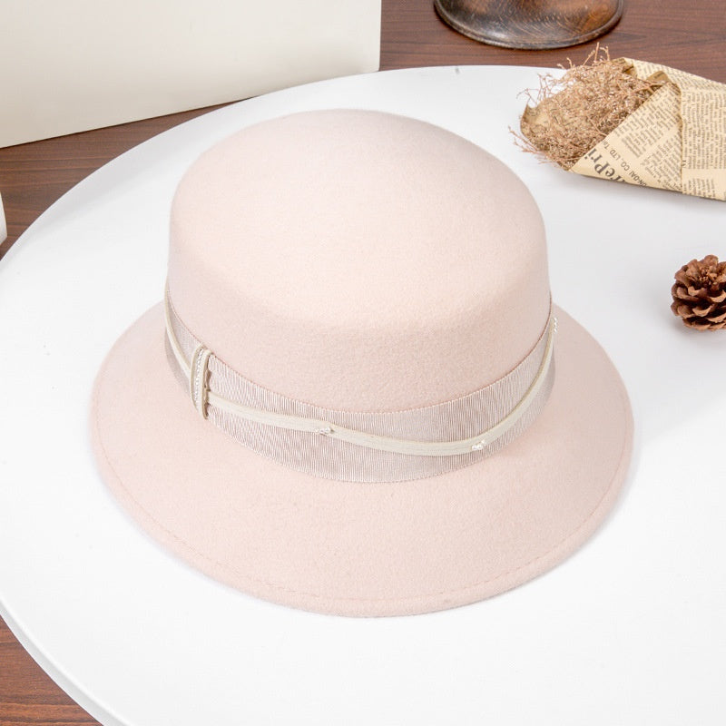 Felt Top Hat with Webbing and Pearl