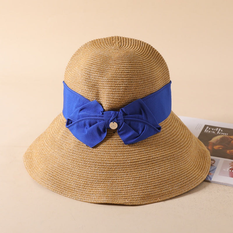 Straw Hat with Bow Decorative Band