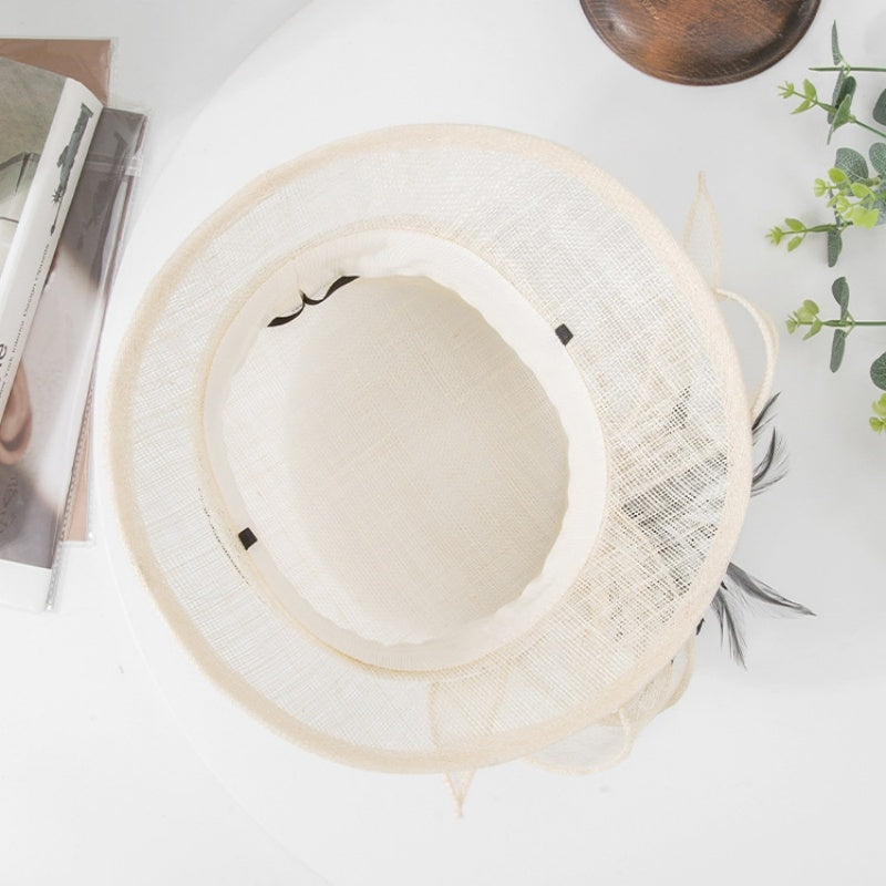 Top Hat with Feather Flower and Bow Decorations