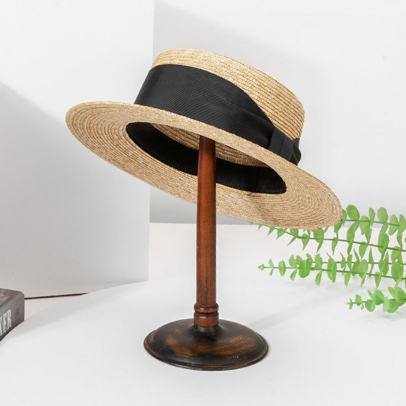 Straw Hat Sun Hat with Bow Cloth Webbing