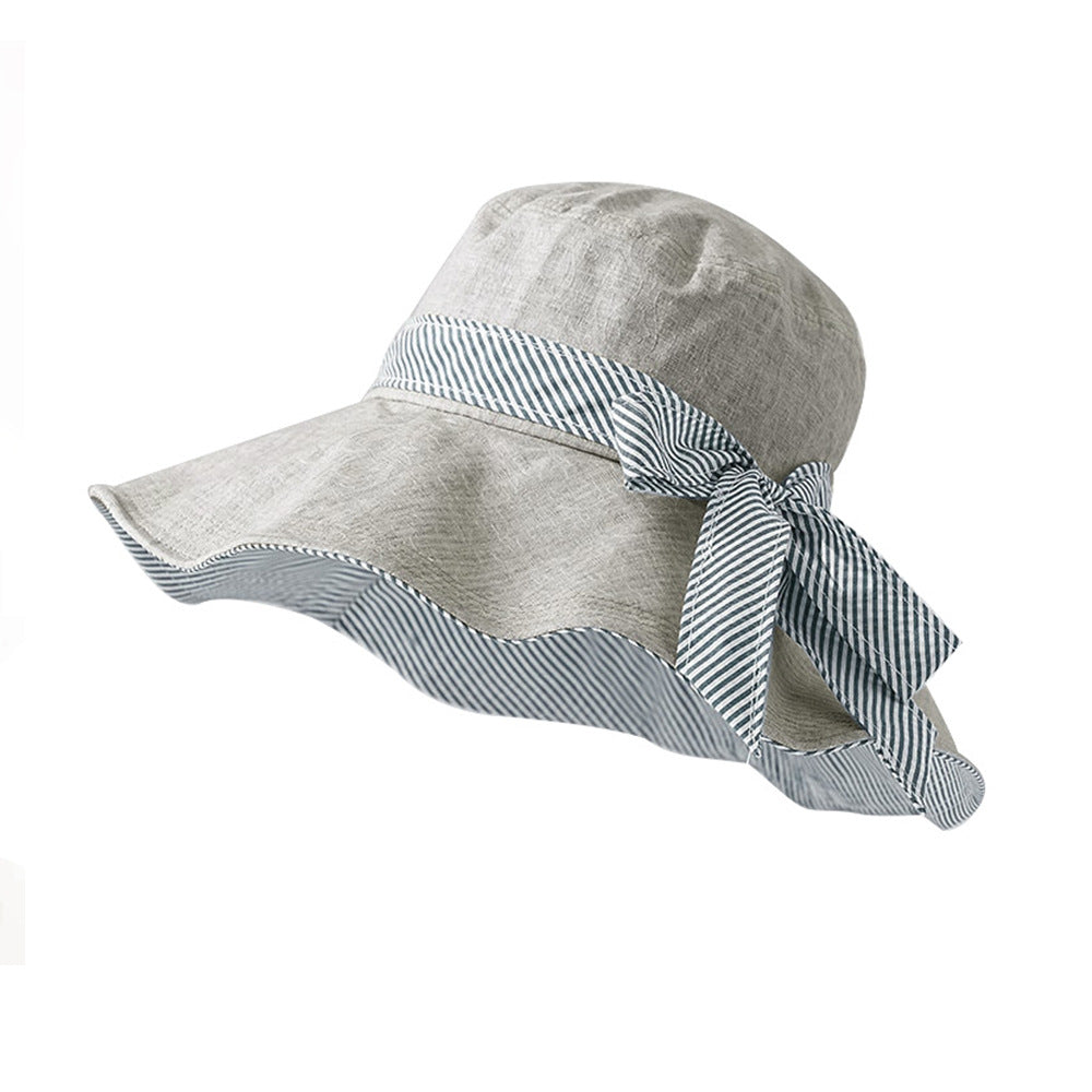 Striped Bow Sun Hat