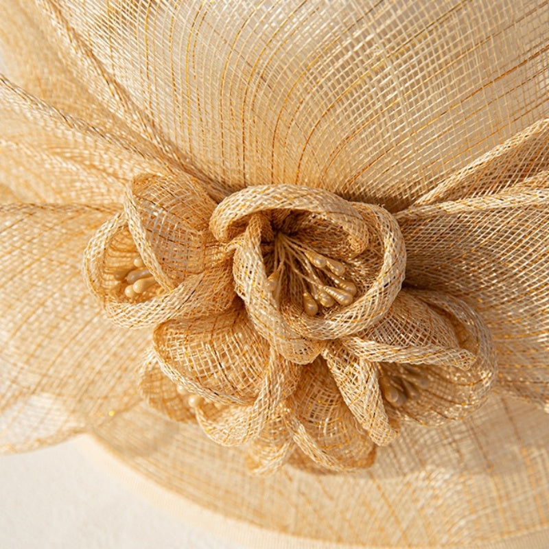 Sun Hat with Flower and Bow Decorations