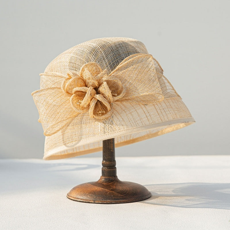 Sun Hat with Flower and Bow Decorations