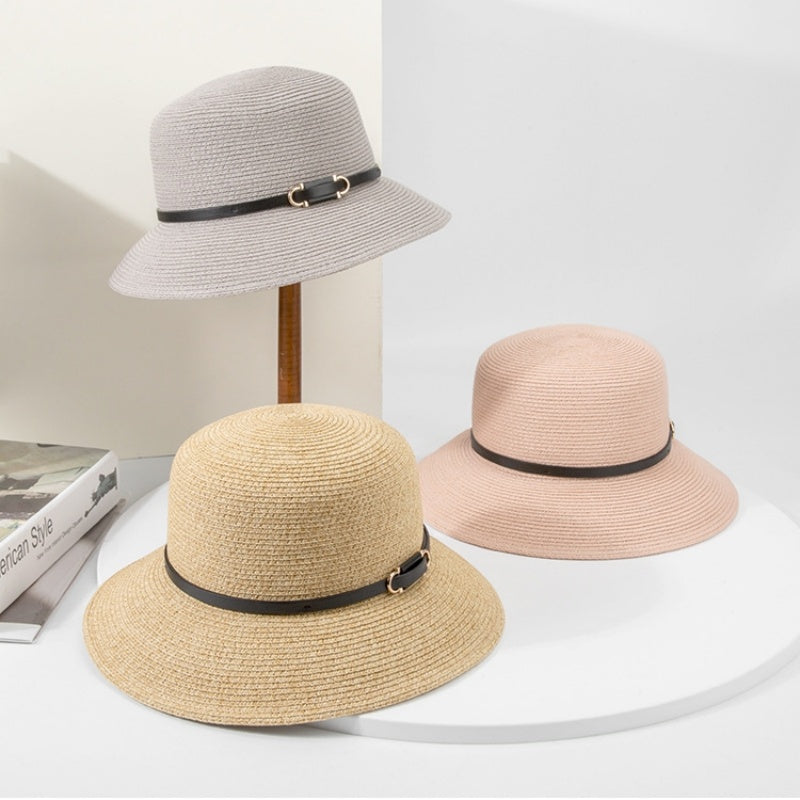 Sun Hat Straw Hat with Black Leather Band