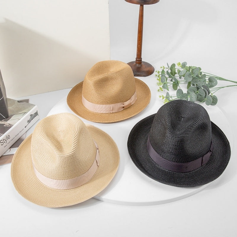 Rolled Edge Top Hat Sun Hat with Bow Webbing