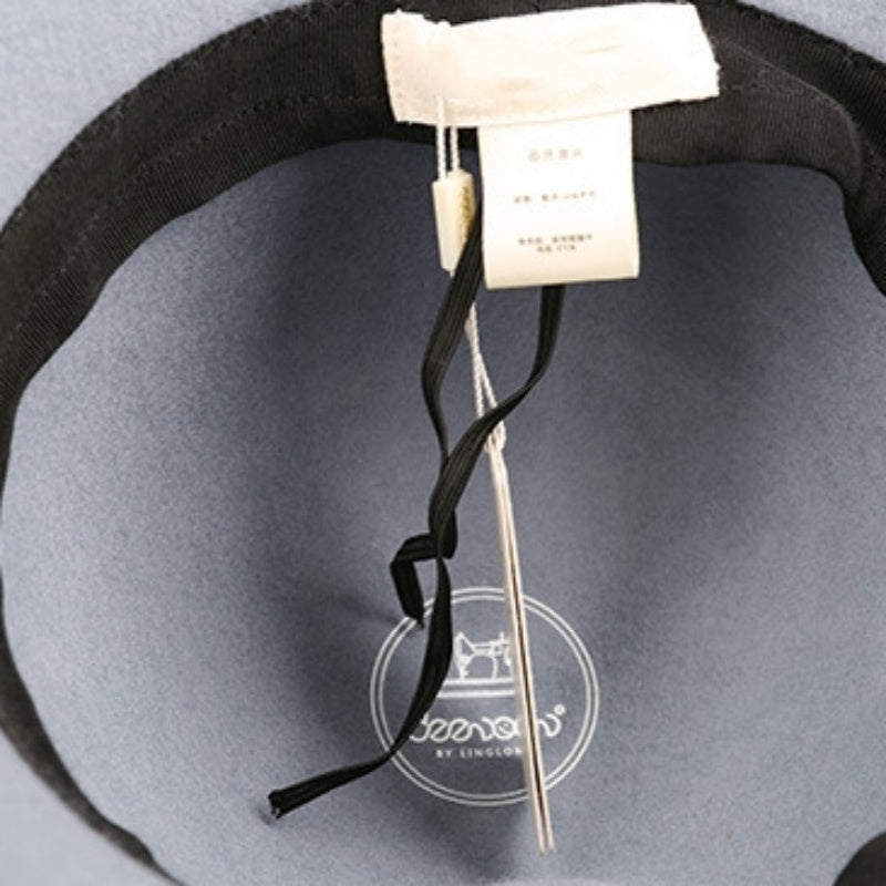 Felt Wide Brim Top Hat with Hollowed-out and Webbing