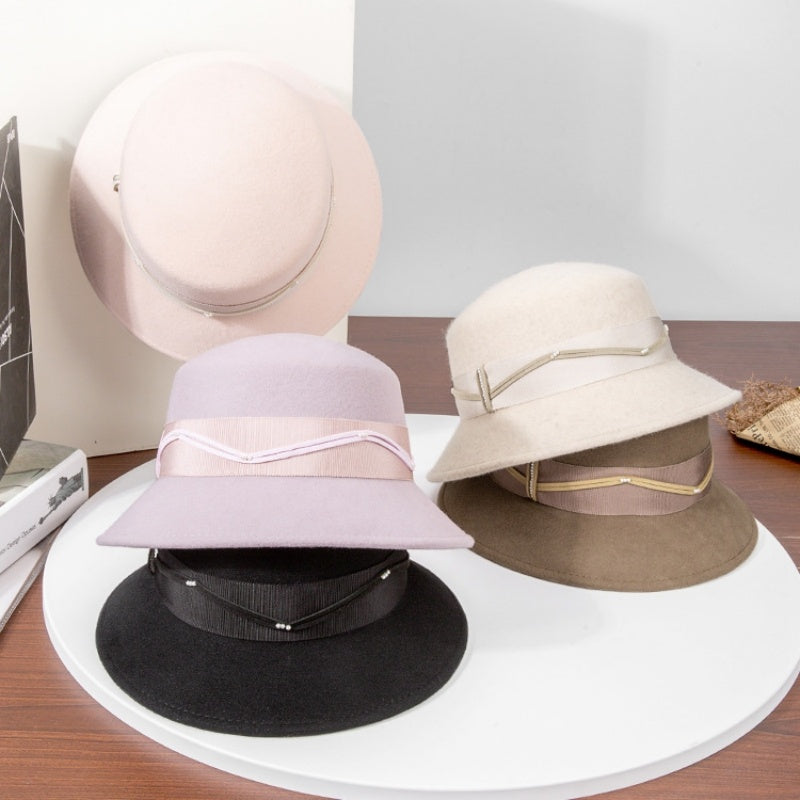 Felt Top Hat with Webbing and Pearl