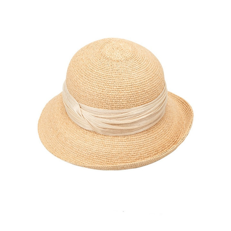 Straw Hat Sun Hat with Linen Webbing