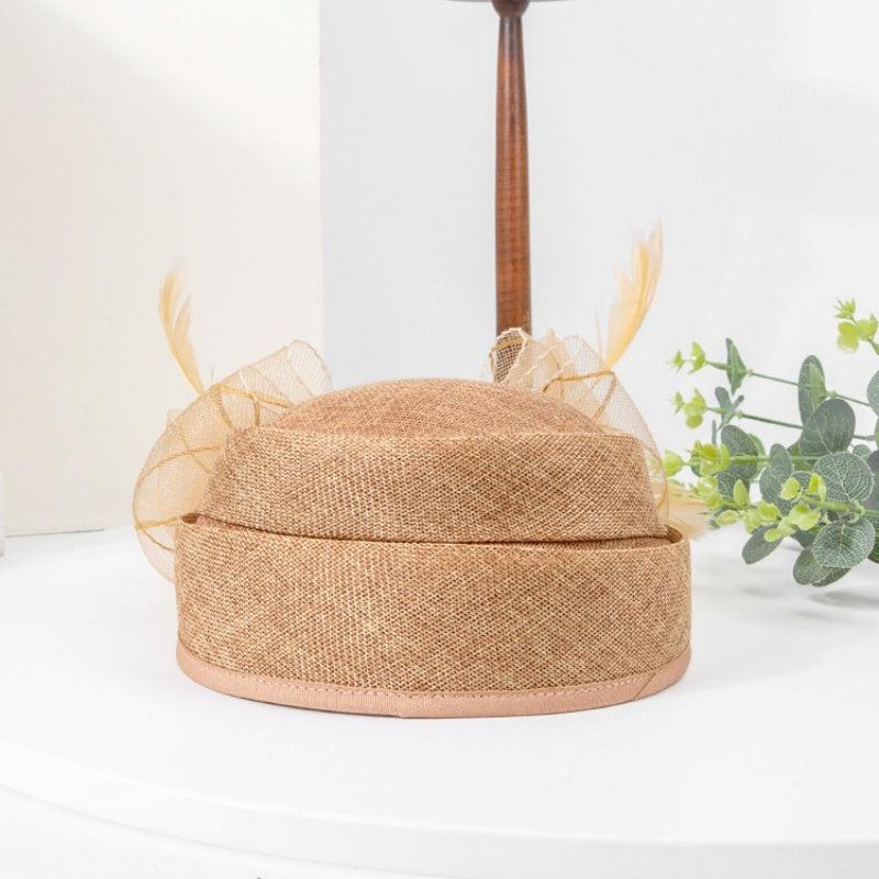 Top Hat Hair Accessory with Flower and Feather Decorations