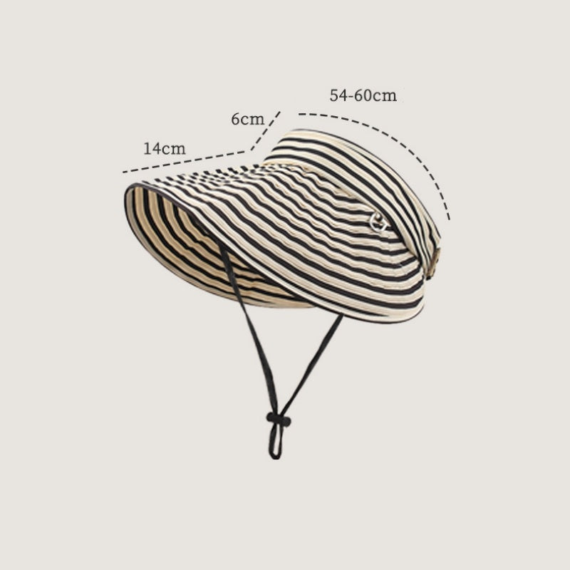 Foldable Striped Sun Hat with Empty Top