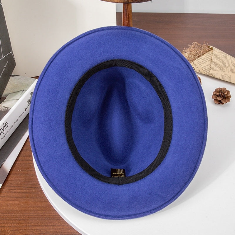 Rolled Edge Felt Top Hat with Feathers and Bow Webbing