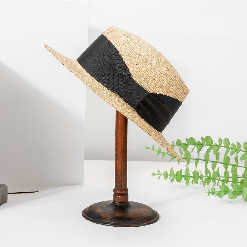 Straw Hat Sun Hat with Bow Cloth Webbing