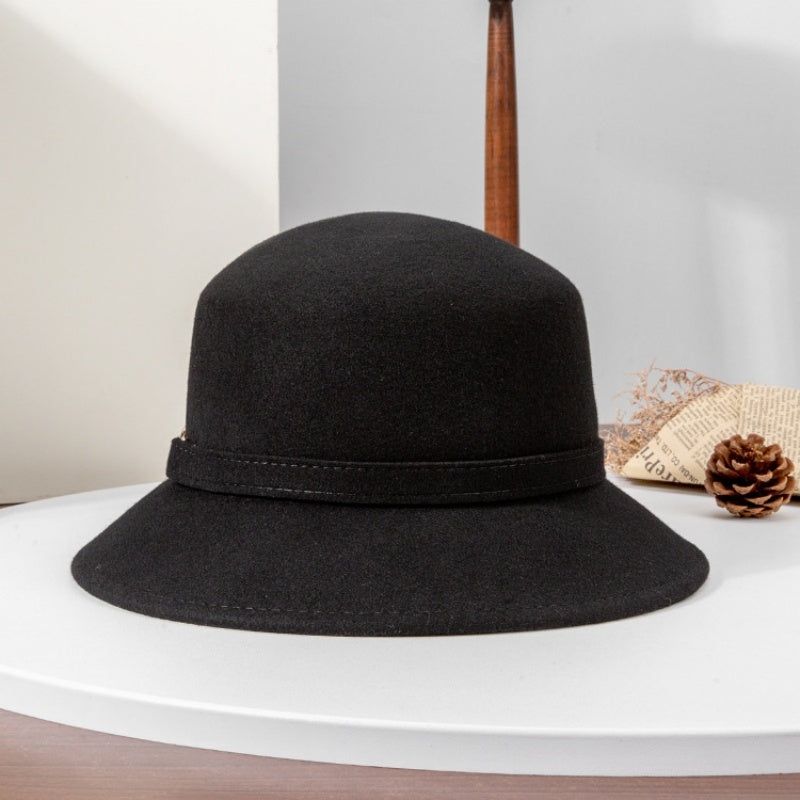 Felt Top Hat with Metal Buckle Decoration