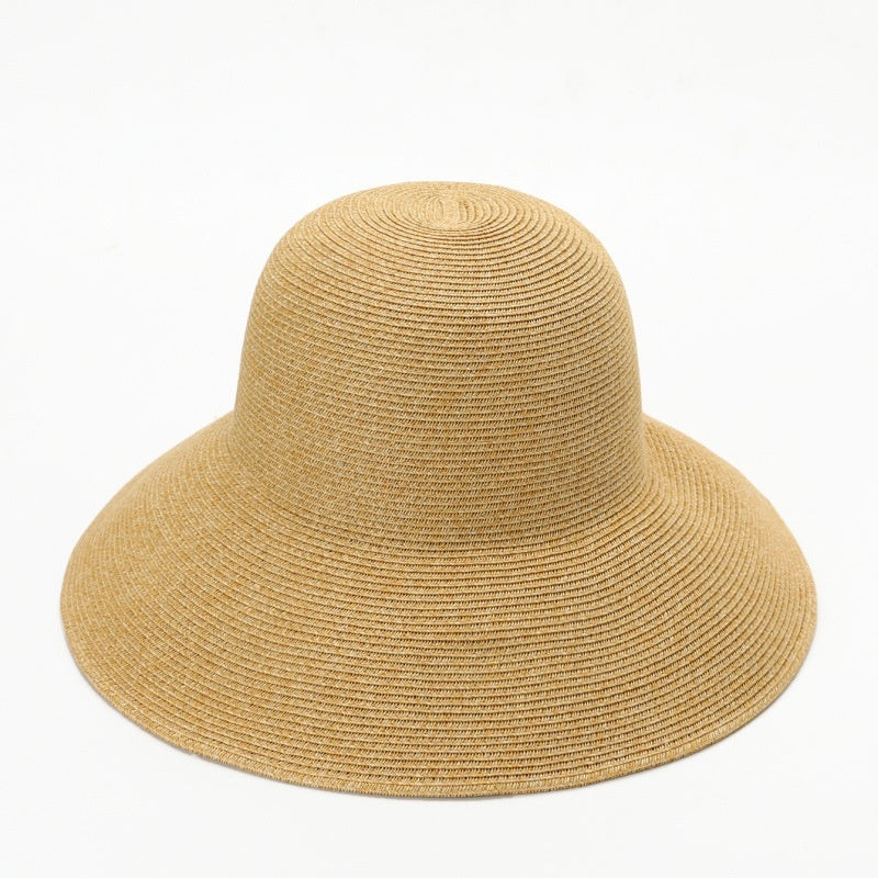 Straw Hat with Floral Lace Embroidery