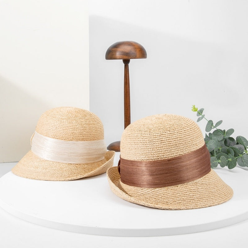 Simple Straw Hat Sun Hat with Webbing