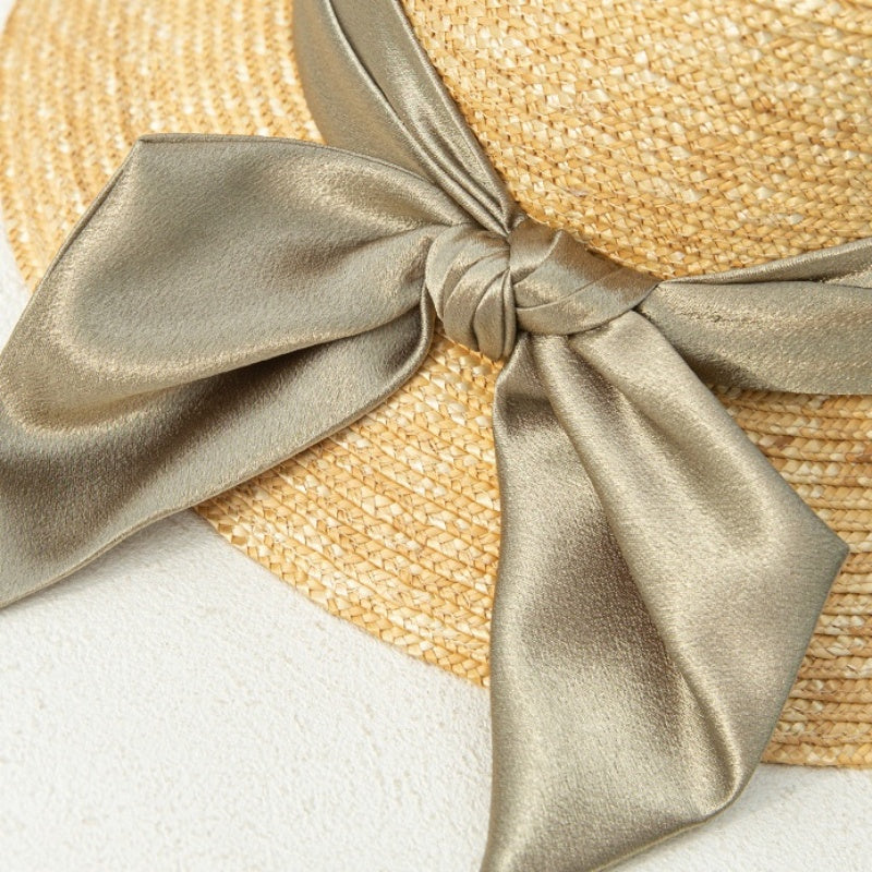 Sun Hat Straw Hat with Green Bow Webbing
