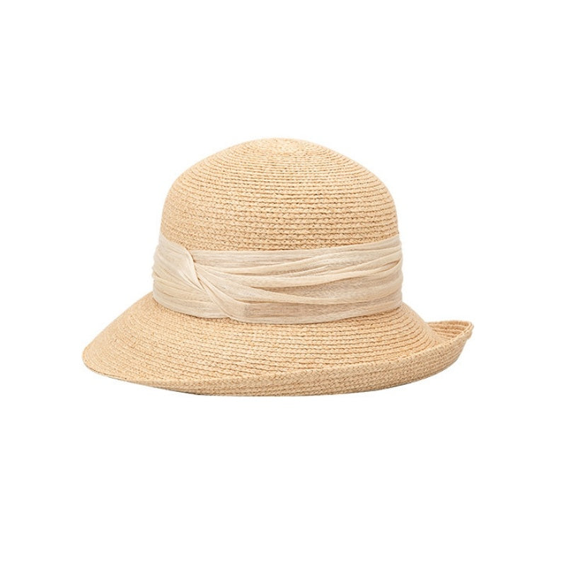 Straw Hat Sun Hat with Linen Webbing