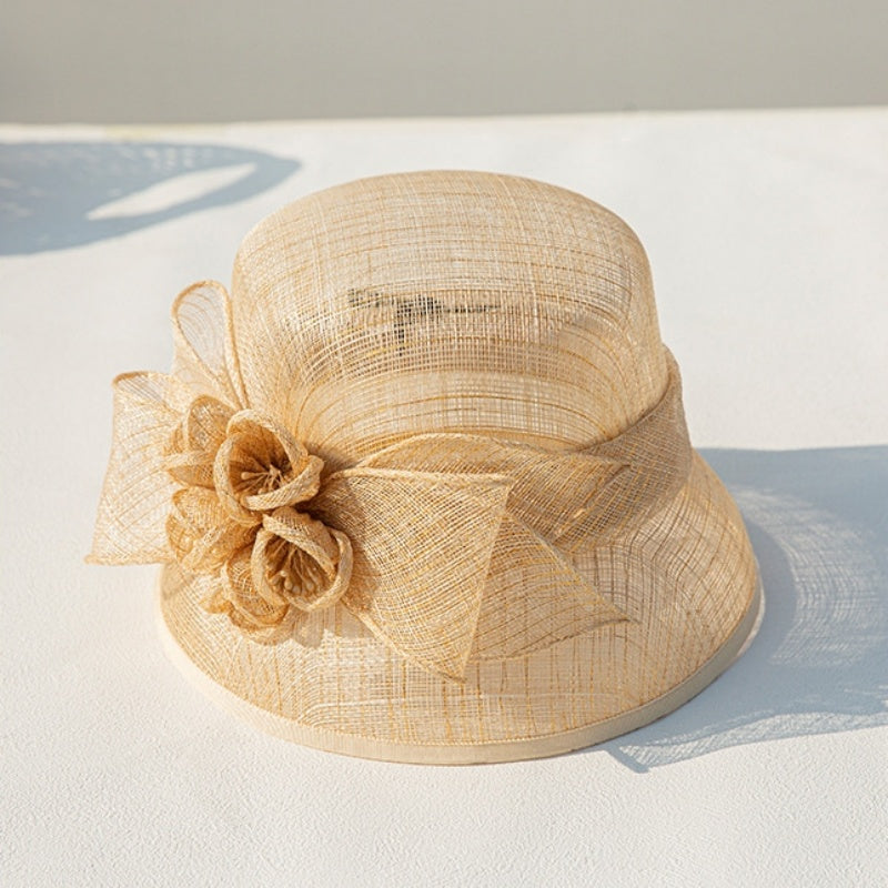 Sun Hat with Flower and Bow Decorations
