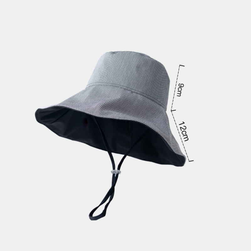 Double-Sided Striped Sun Hat Bucket Hat