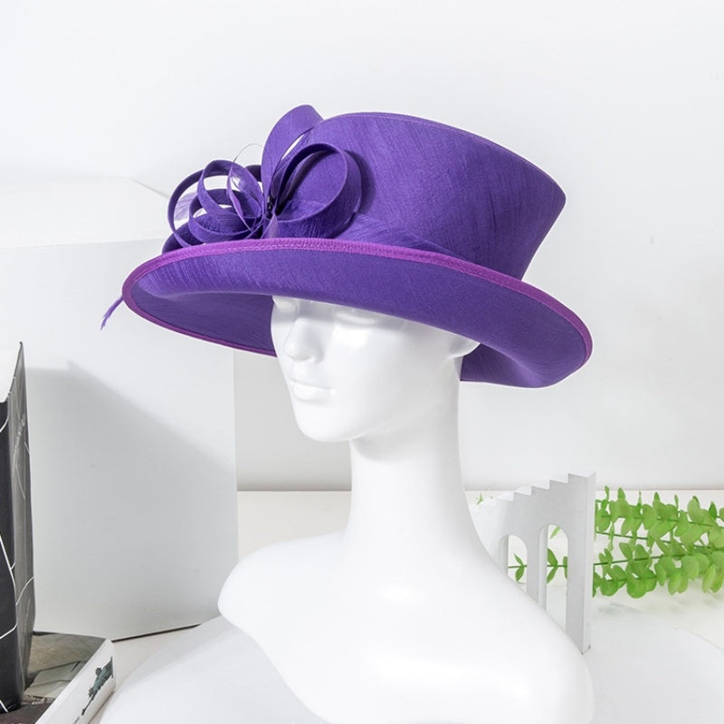 Top Hat Straw Hat with Floral Decoration