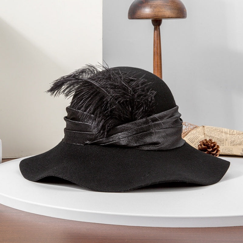 Felt Top Hat with Webbing and Feather