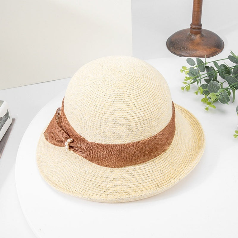 Straw Hat Bucket Hat with Bow