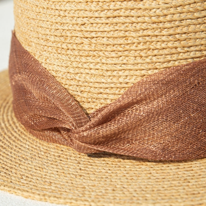 Straw Top Hat with Cambric Bow