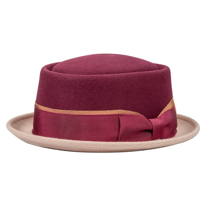 Felt Rolled-up Top Hat with Bow