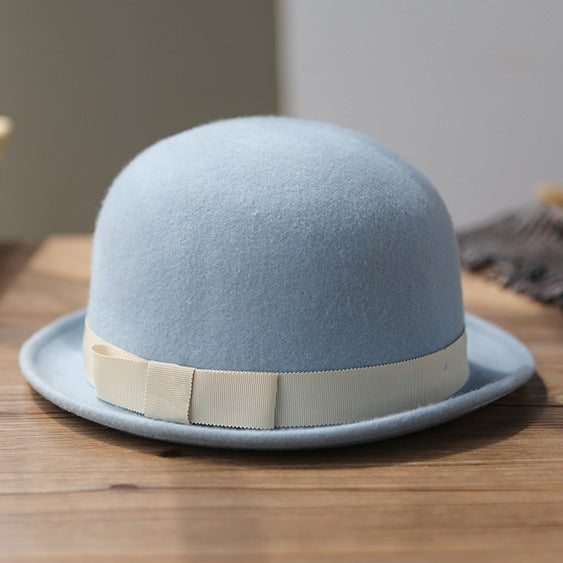 Felt Top Hat Rolled Edge with Bow Webbing