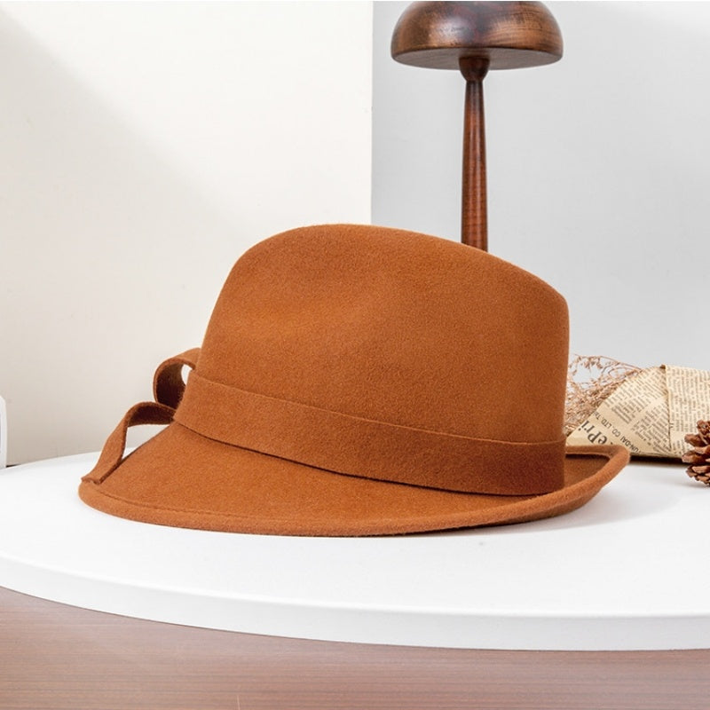 Felt Rolled Edge Top Hat with Felt Bow