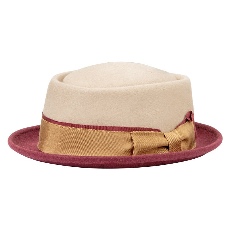 Felt Rolled-up Top Hat with Bow